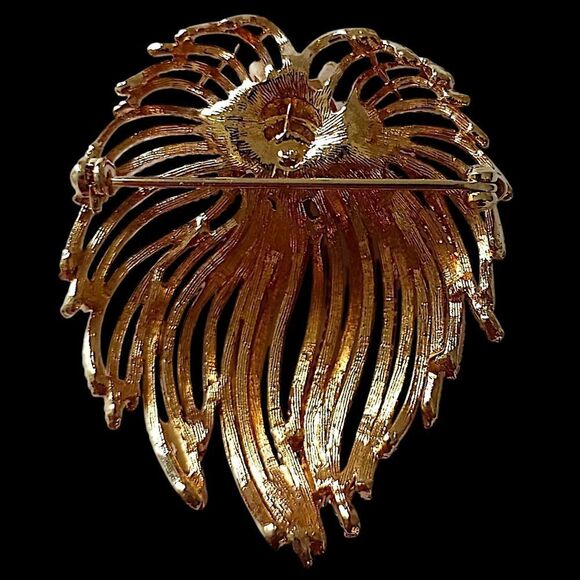 Vintage Waterfall Brooch Pin Spill Fireworks Cordelia Ropes Flower Gold Tone MCM - Picture 3 of 13